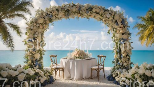 Tropical Beach Wedding Floral Arch
