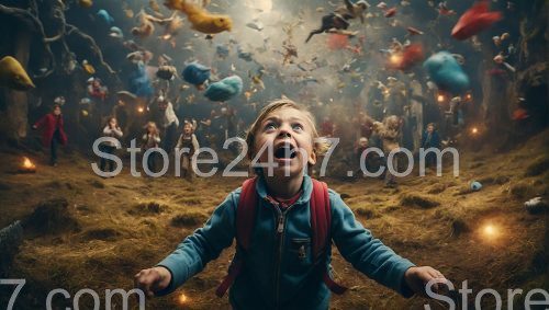 Child's Surreal Nightmare with Fish