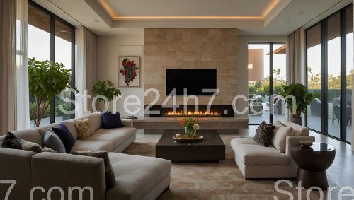 Chic Tranquil Living Room Fireplace