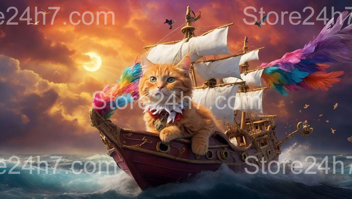Ginger Cat Pirate Ship Adventure