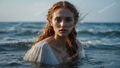 Ethereal Woman Emerging Sea