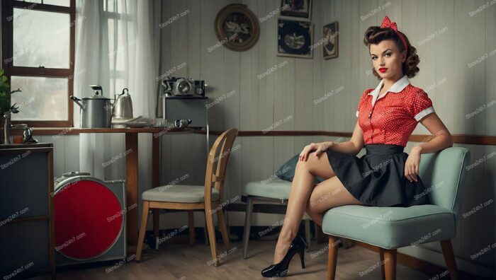 Retro Red Polka-Dot Pin-Up