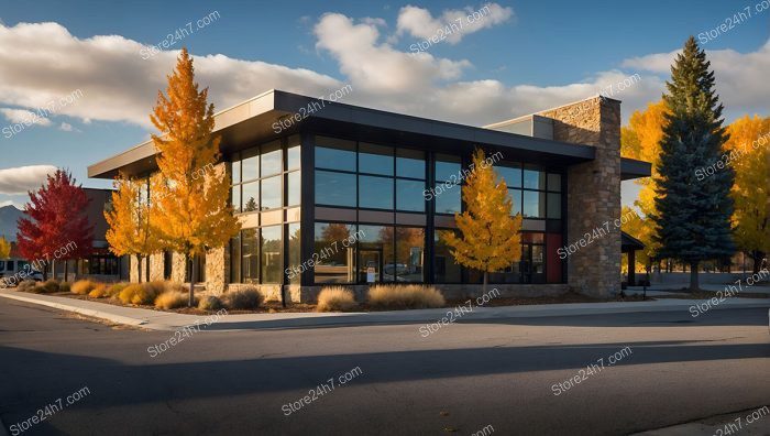 Glass Front Office Building Autumn