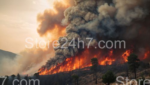 Blazing Inferno Devours Mountain Forest