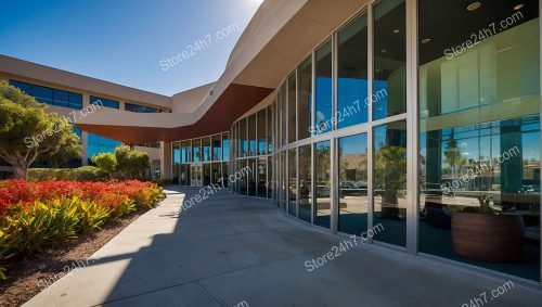 Curved Facade Office Building Entrance