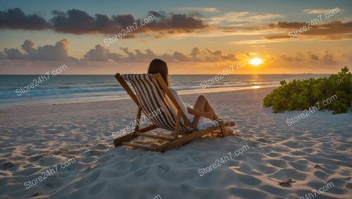 Sunset Beach Relaxation Chair Scene