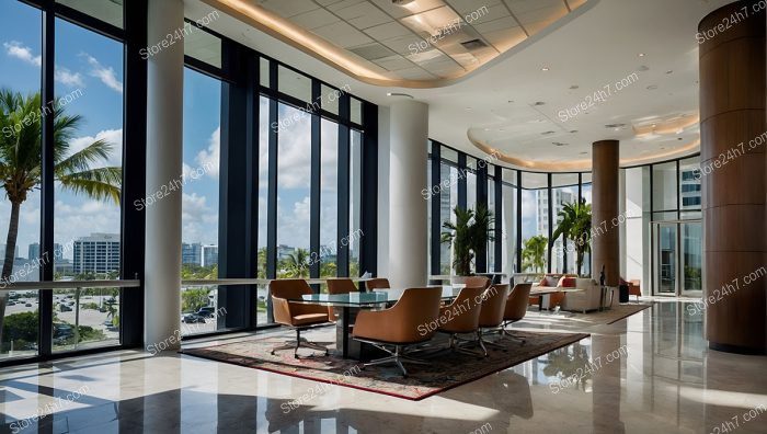 Elegant Office Atrium with Panoramic Views