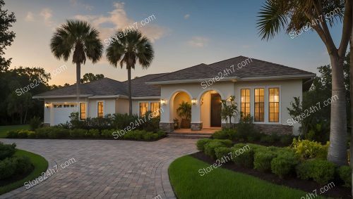 Elegant Palm-Adorned Suburban Family Abode