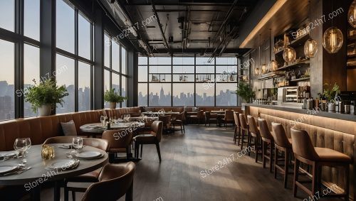 Chic New York Skyline Restaurant View