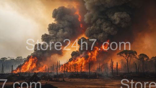 Inferno Engulfs Trees in Fiery Smoke
