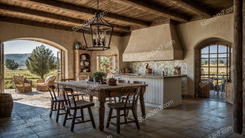 Rustic Ranch Kitchen with Panoramic Views