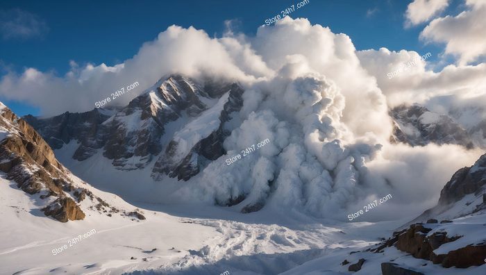 Explosive Mountain Avalanche White Fury
