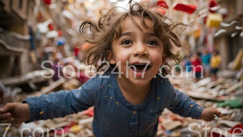 Joyful Girl Celebrating Amidst Confetti