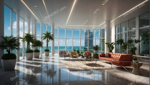 Luxurious Oceanfront Office Lounge Interior