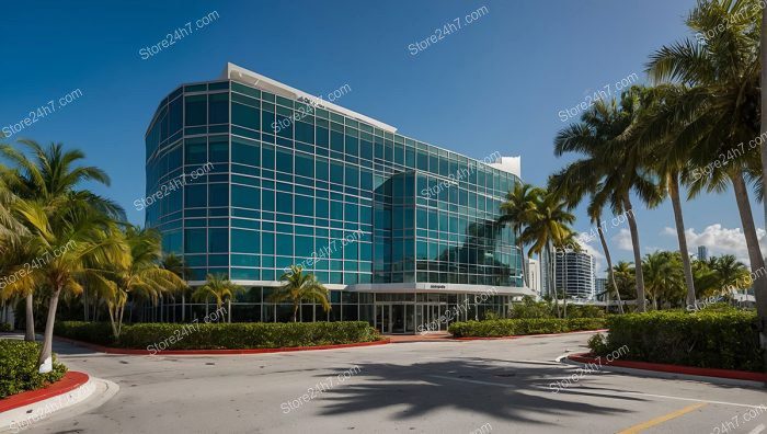 Modern Office Building Tropical Setting