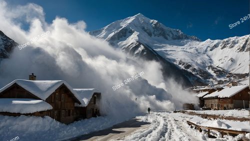 Avalanche Engulfing Alpine Hamlet Serenity
