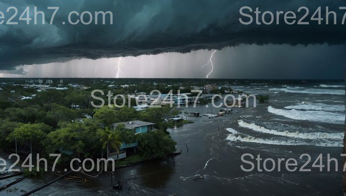 Tempest Fury Over Coastal Town