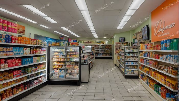 Spacious Grocery Store Interior Aisle