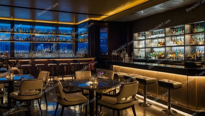 Elegant Bar Lounge with Cityscape View
