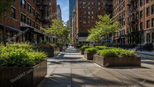 Modern Manhattan Walkway Green Spaces