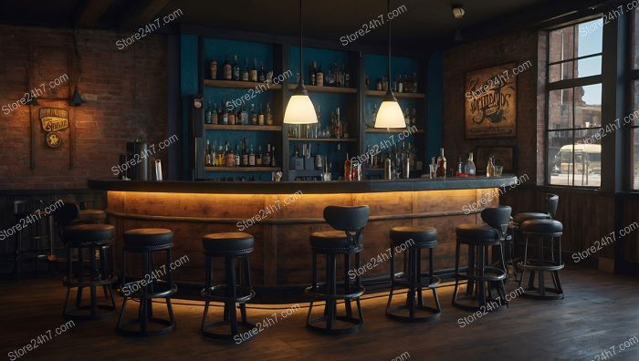 Rustic Bar Interior Evening Scene