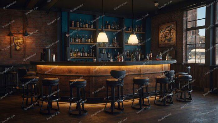 Rustic Bar Interior Evening Scene