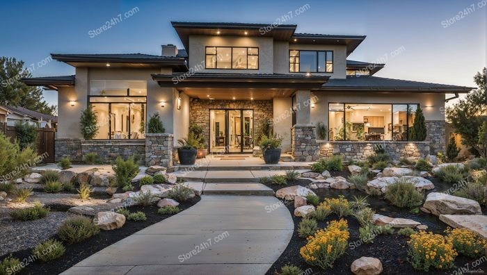 Modern Single Family Home with Stunning Landscape Lighting