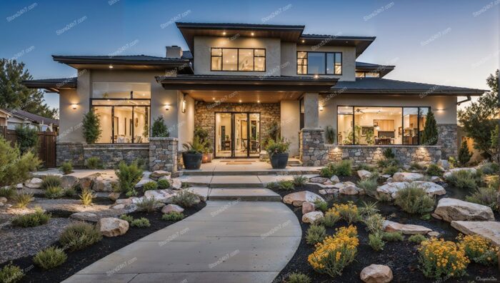 Modern Single Family Home with Stunning Landscape Lighting