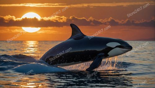 Orca Silhouette Against Setting Sun