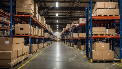 Spacious Industrial Warehouse Storage Aisle