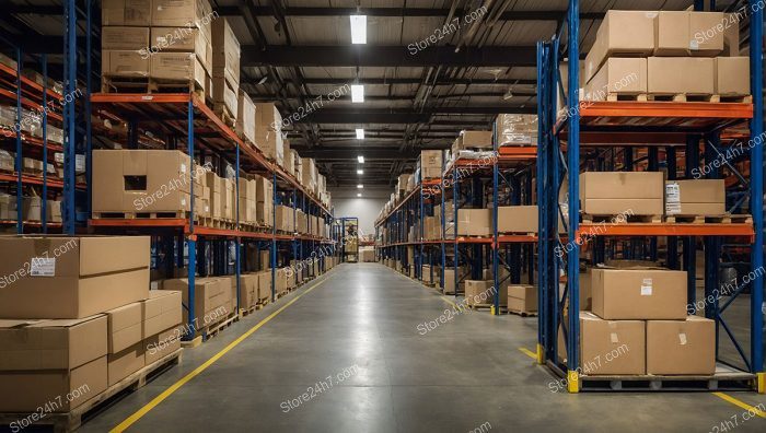 Spacious Industrial Warehouse Storage Aisle