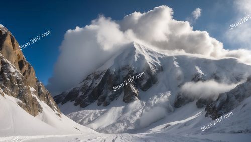 Majestic Peak After Snow Avalanche
