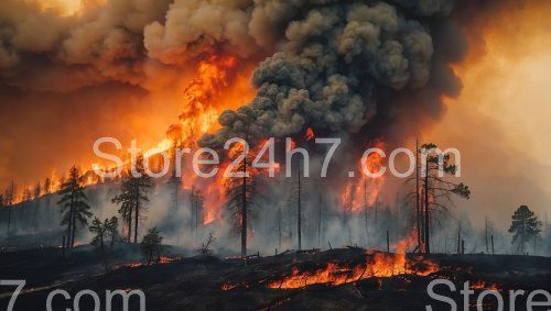 Fiery Smoke Ascends from Forest Blaze