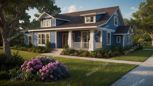 Traditional Blue Family Home Charm
