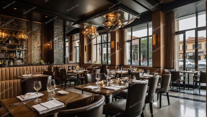 Luxurious Downtown Bistro Interior View