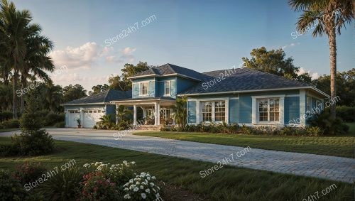 Tranquil Blue Single Family Home with Lush Gardens
