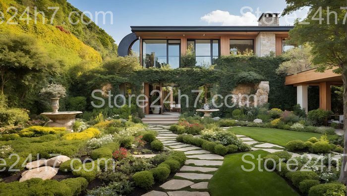 Lush Symmetry in Modern Garden Estate