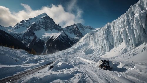 Avalanche Aftermath in Mountainous Terrain