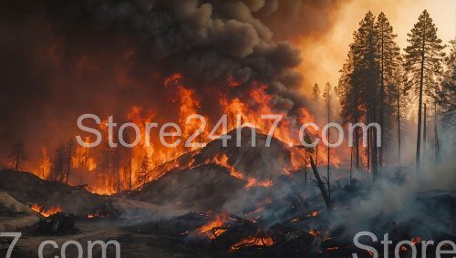 Epic Wildfire Engulfs Mountainous Pine Forest
