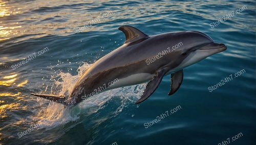 Golden Hour Dolphin Graceful Swim