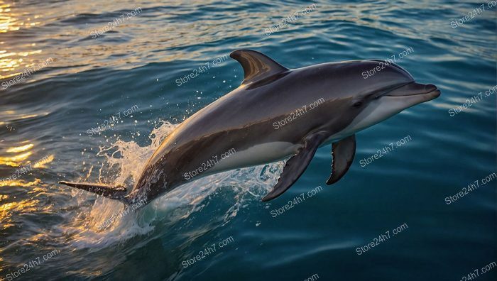 Golden Hour Dolphin Graceful Swim
