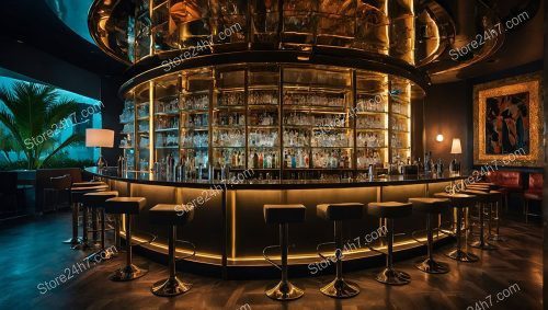Circular Bar with Golden Glow Ambiance
