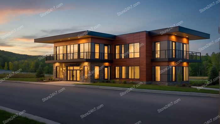 Modern Wood Accented Office Building