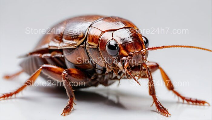 Glossy Brown Cockroach Close-Up Image