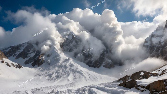 Majestic Avalanche Clouds Over Mountains