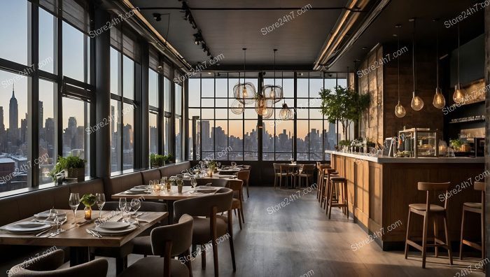 Chic New York Restaurant Skyline View