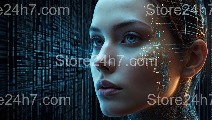 Cybernetic Female Face Digital Portrait