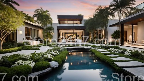 Modern Luxury Home Landscape Oasis