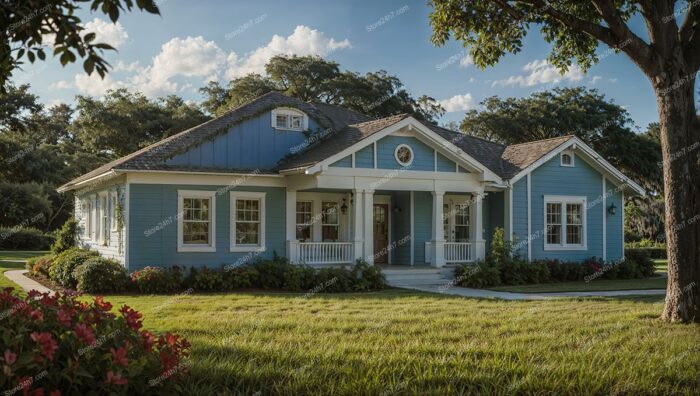 Inviting Blue Family Home Porch