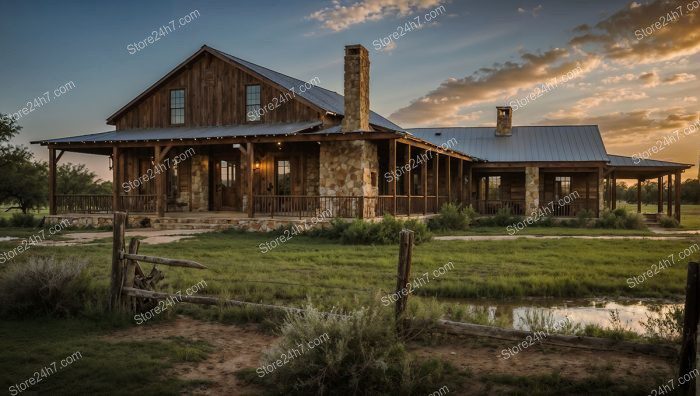 Rustic Ranch Sunset: Serenity Awaits